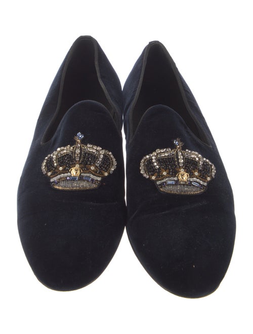 Versace Velvet Embroidered Accent Slippers