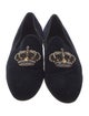 Versace Velvet Embroidered Accent Slippers