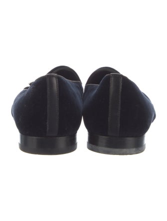 Versace Velvet Embroidered Accent Slippers