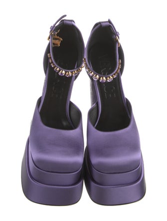 Versace Satin Crystal Embellishments D'Orsay Pumps