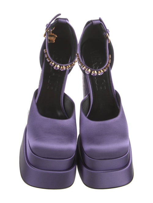 Versace Satin Crystal Embellishments D'Orsay Pumps