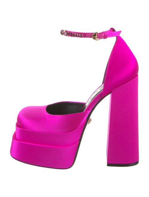 Versace Satin Crystal Embellishments D'Orsay Pumps