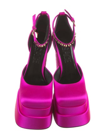 Versace Satin Crystal Embellishments D'Orsay Pumps