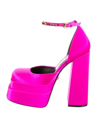 Versace Satin Crystal Embellishments D'Orsay Pumps