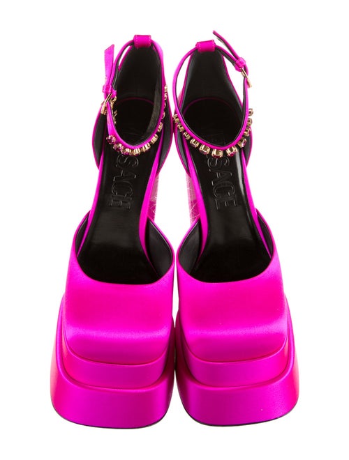 Versace Satin Crystal Embellishments D'Orsay Pumps