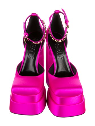 Versace Satin Crystal Embellishments D'Orsay Pumps