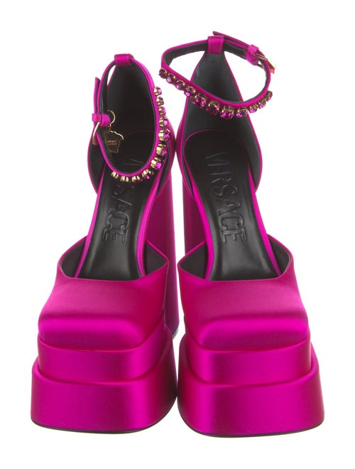 Versace Satin Crystal Embellishments D'Orsay Pumps