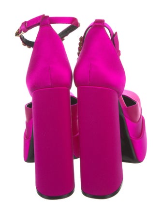 Versace Satin Crystal Embellishments D'Orsay Pumps