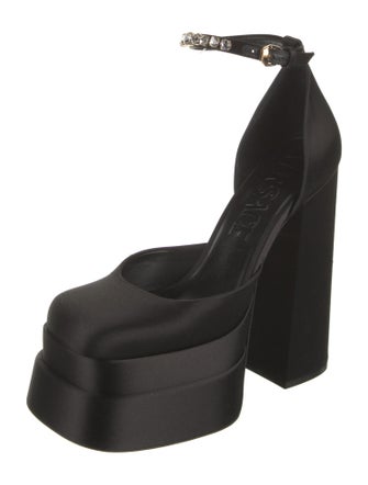 Versace Satin Crystal Embellishments D'Orsay Pumps