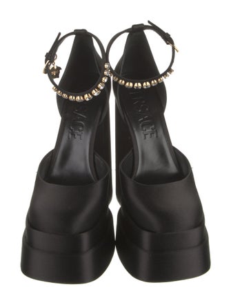 Versace Satin Crystal Embellishments D'Orsay Pumps