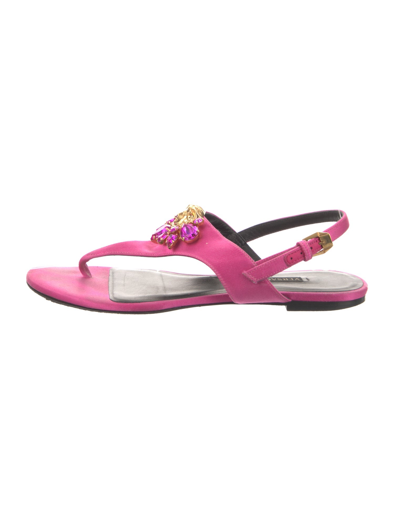 Versace Medusa Insignia Satin Slingback Sandals