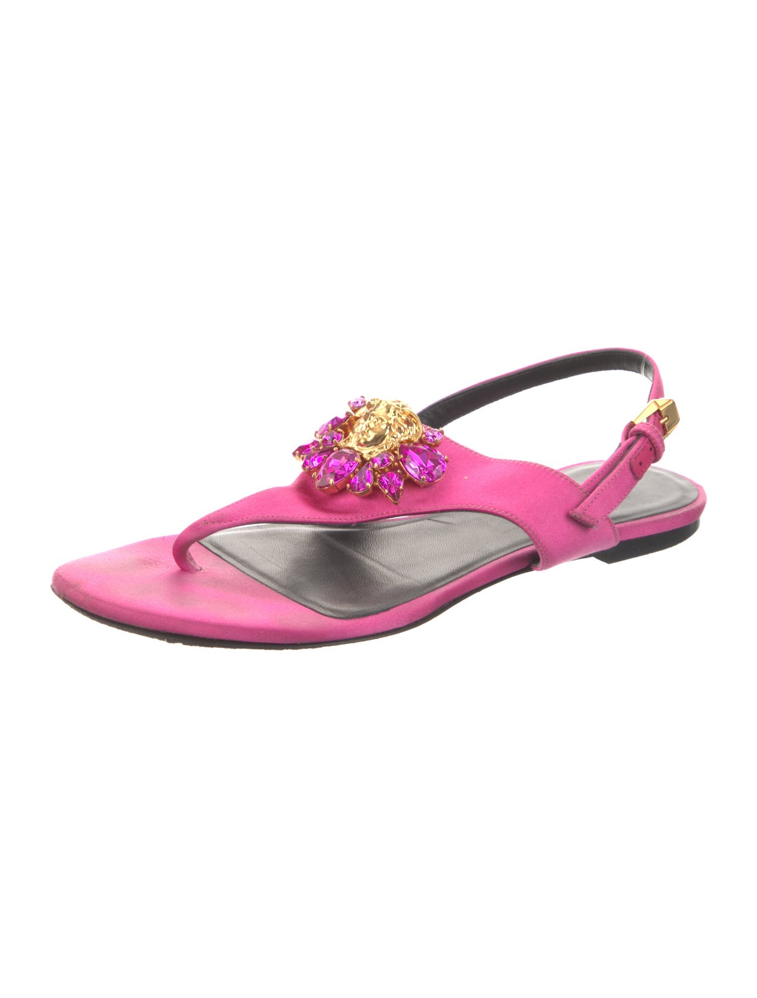 Versace Medusa Insignia Satin Slingback Sandals