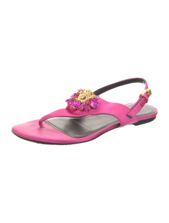 Versace Medusa Insignia Satin Slingback Sandals