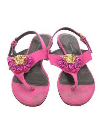 Versace Medusa Insignia Satin Slingback Sandals