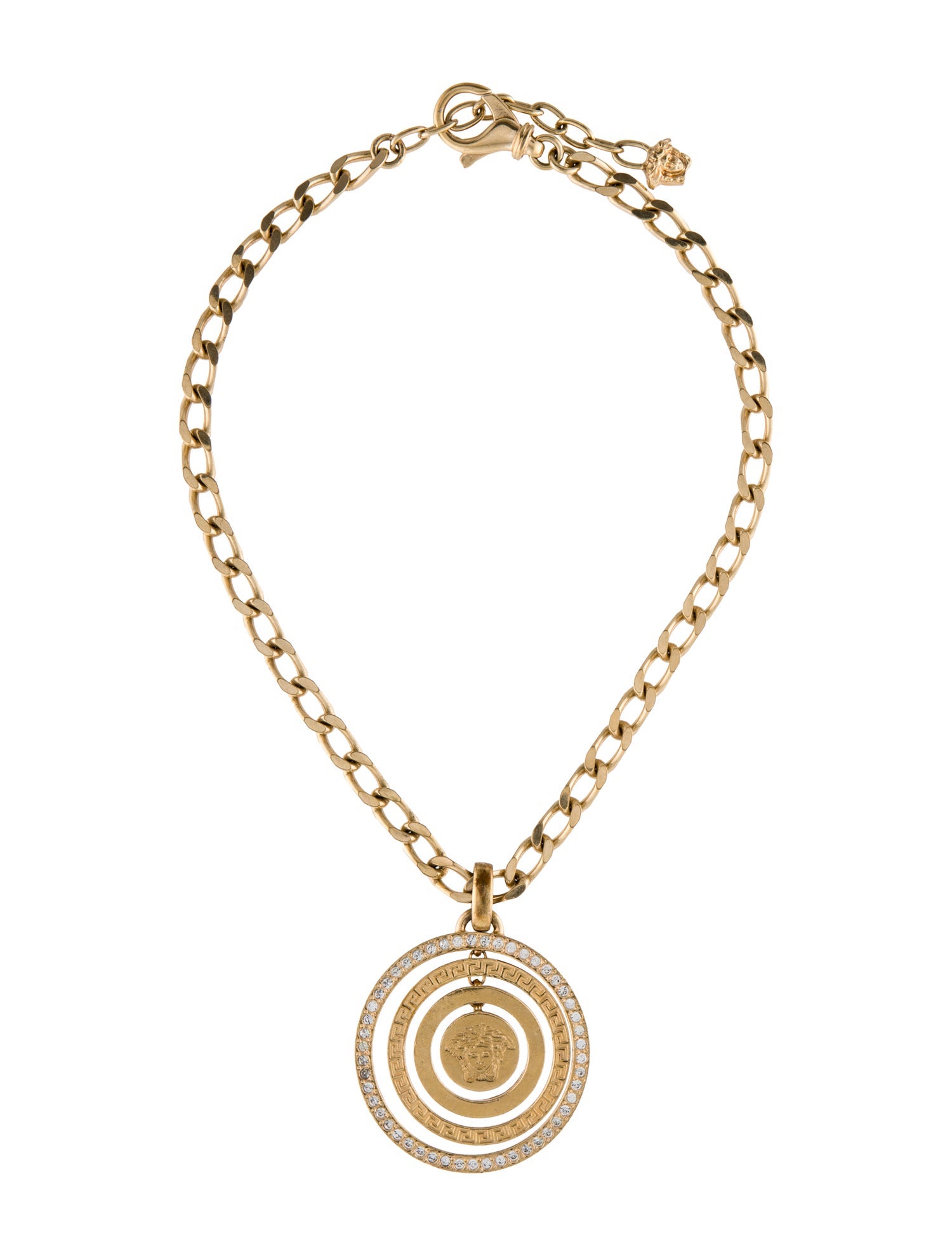 Versace Vintage Crystal Medusa Pendant Necklace