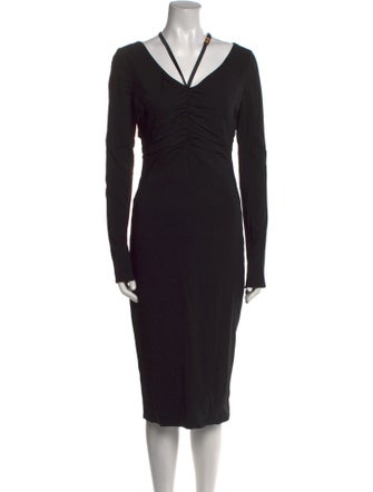 Versace V-Neck Midi Length Dress