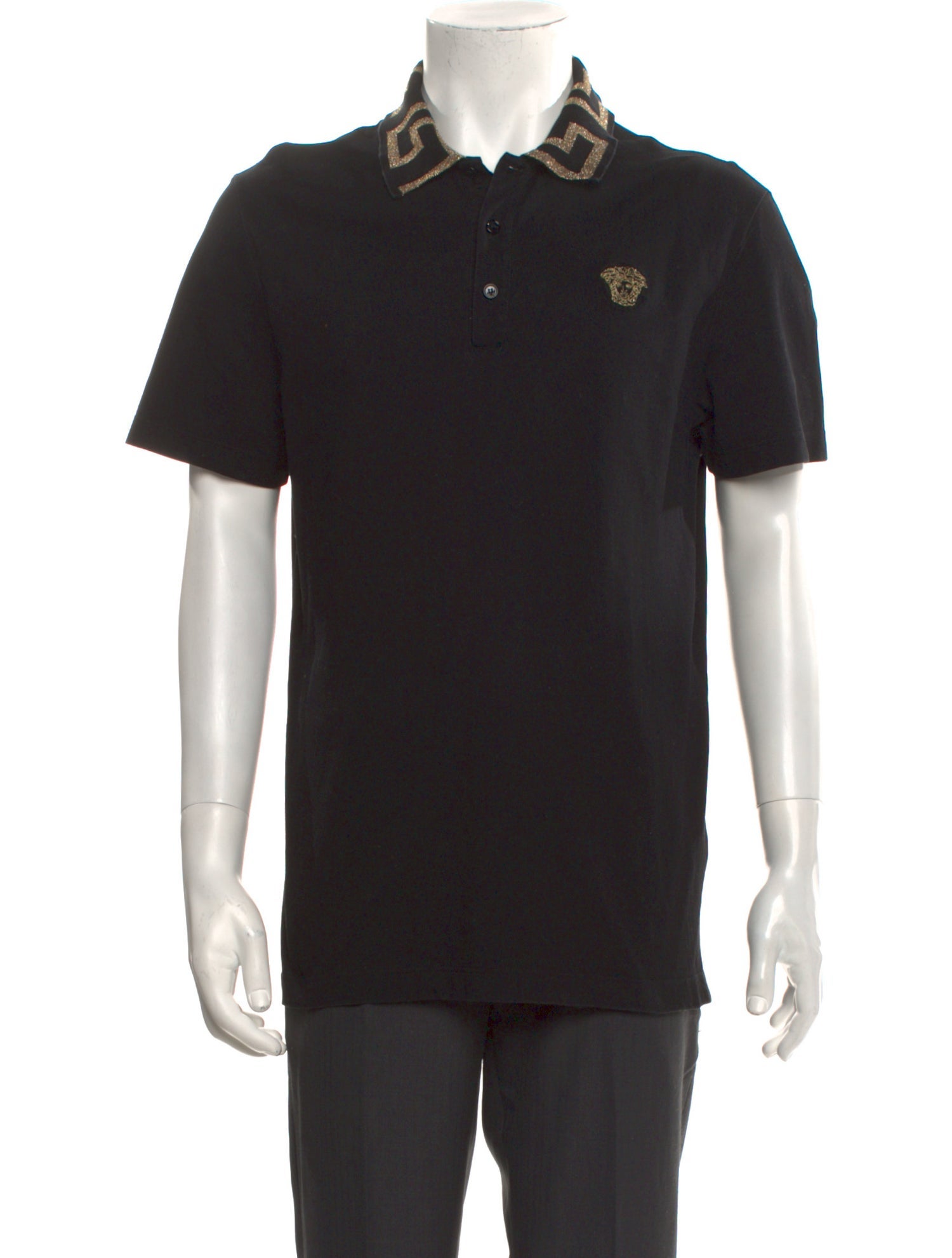 Versace Barocco Print Collar Polo Shirt