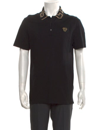 Versace Barocco Print Collar Polo Shirt