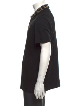 Versace Barocco Print Collar Polo Shirt