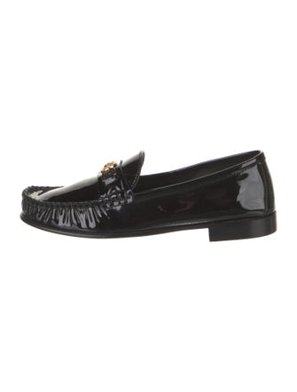 Versace Patent Leather Leather Trim Embellishment Loafers