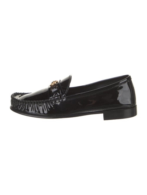 Versace Patent Leather Leather Trim Embellishment Loafers