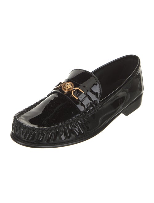 Versace Patent Leather Leather Trim Embellishment Loafers