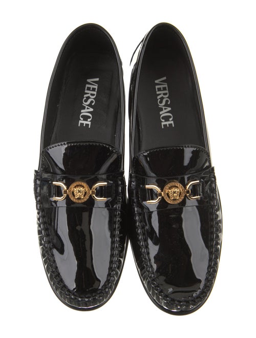 Versace Patent Leather Leather Trim Embellishment Loafers