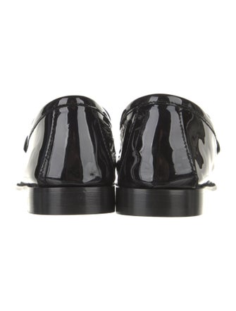 Versace Patent Leather Leather Trim Embellishment Loafers