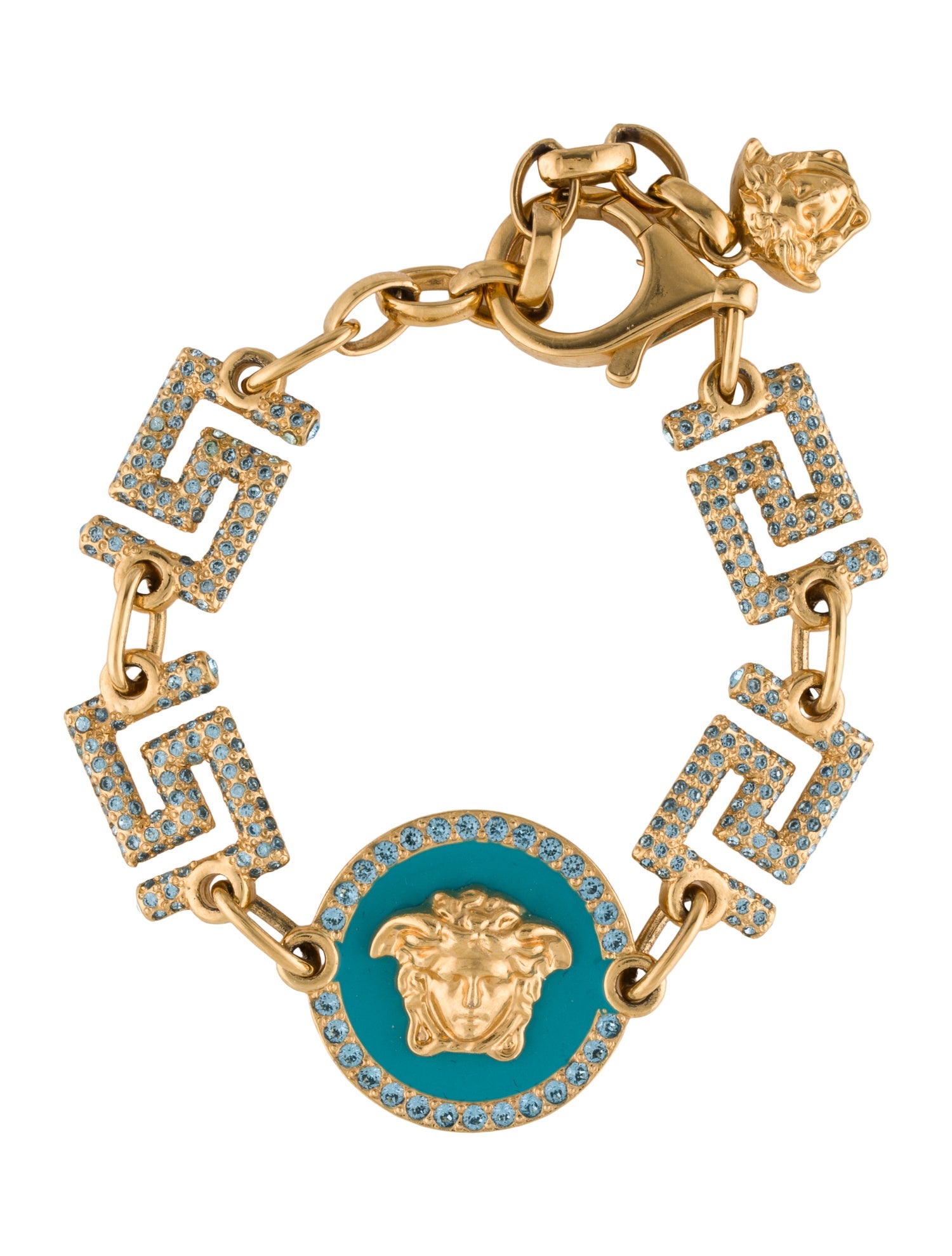 Versace Crystal & Enamel Medusa Link Bracelet