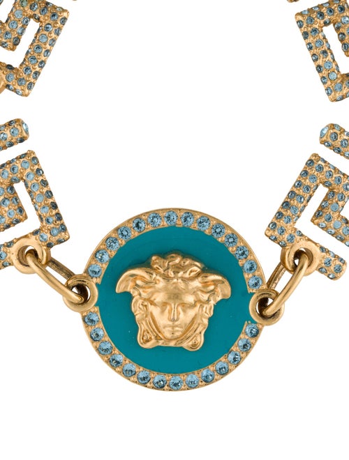 Versace Crystal & Enamel Medusa Link Bracelet