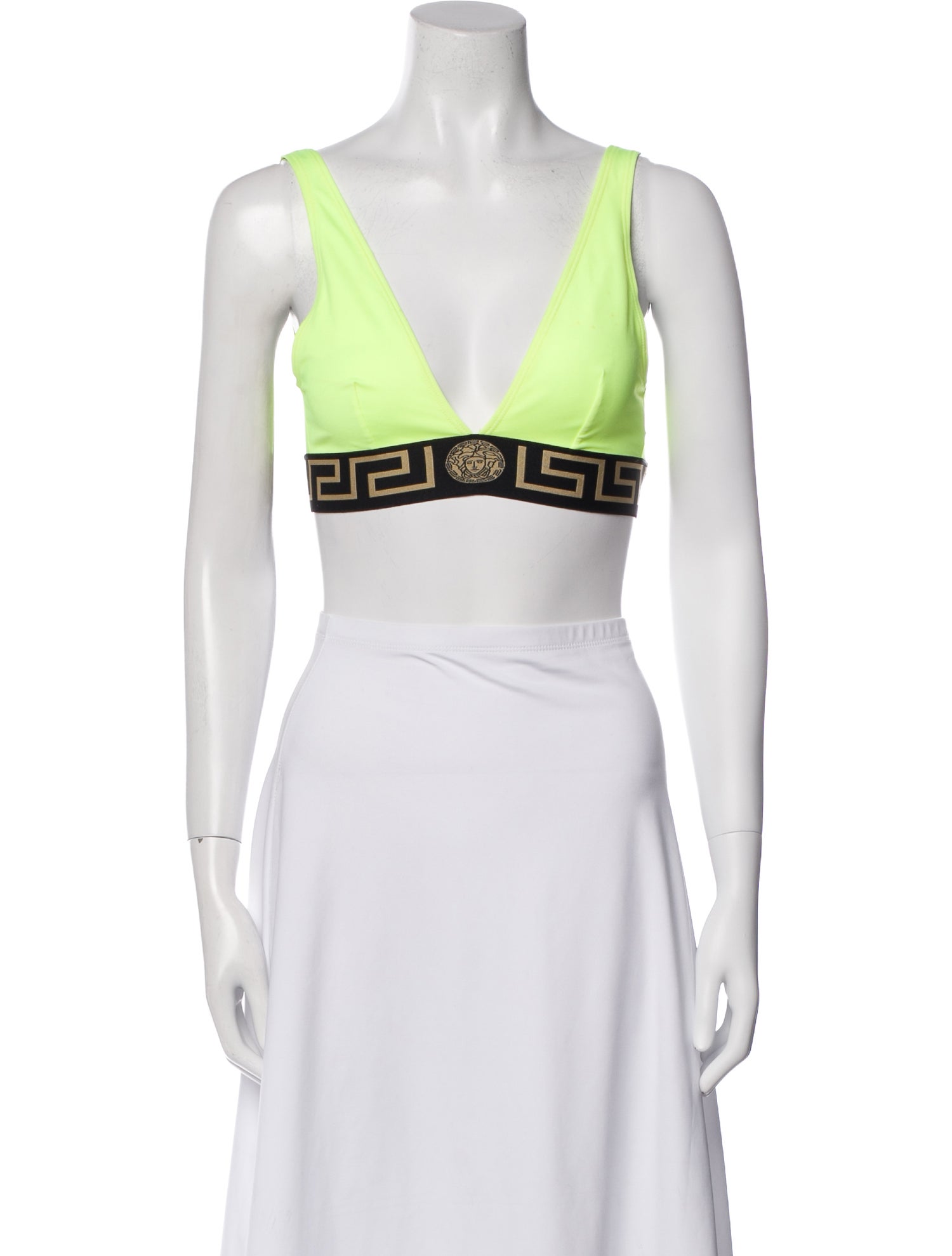 Versace Graphic Print V-Neck Crop Top