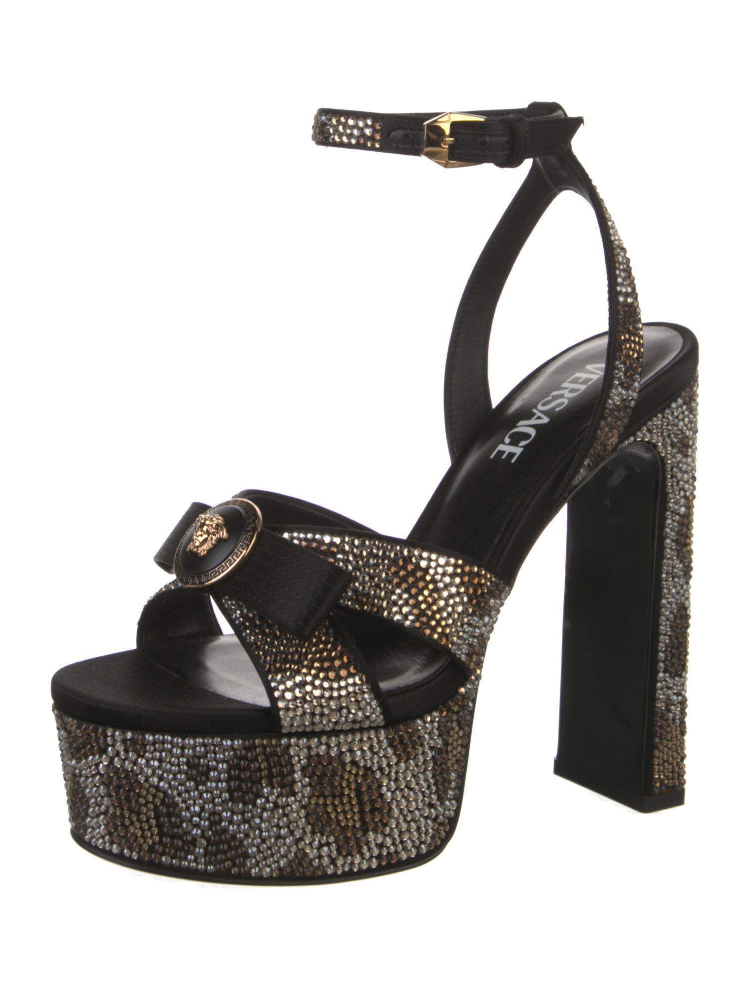 Versace Crystal Animal Print Sandals