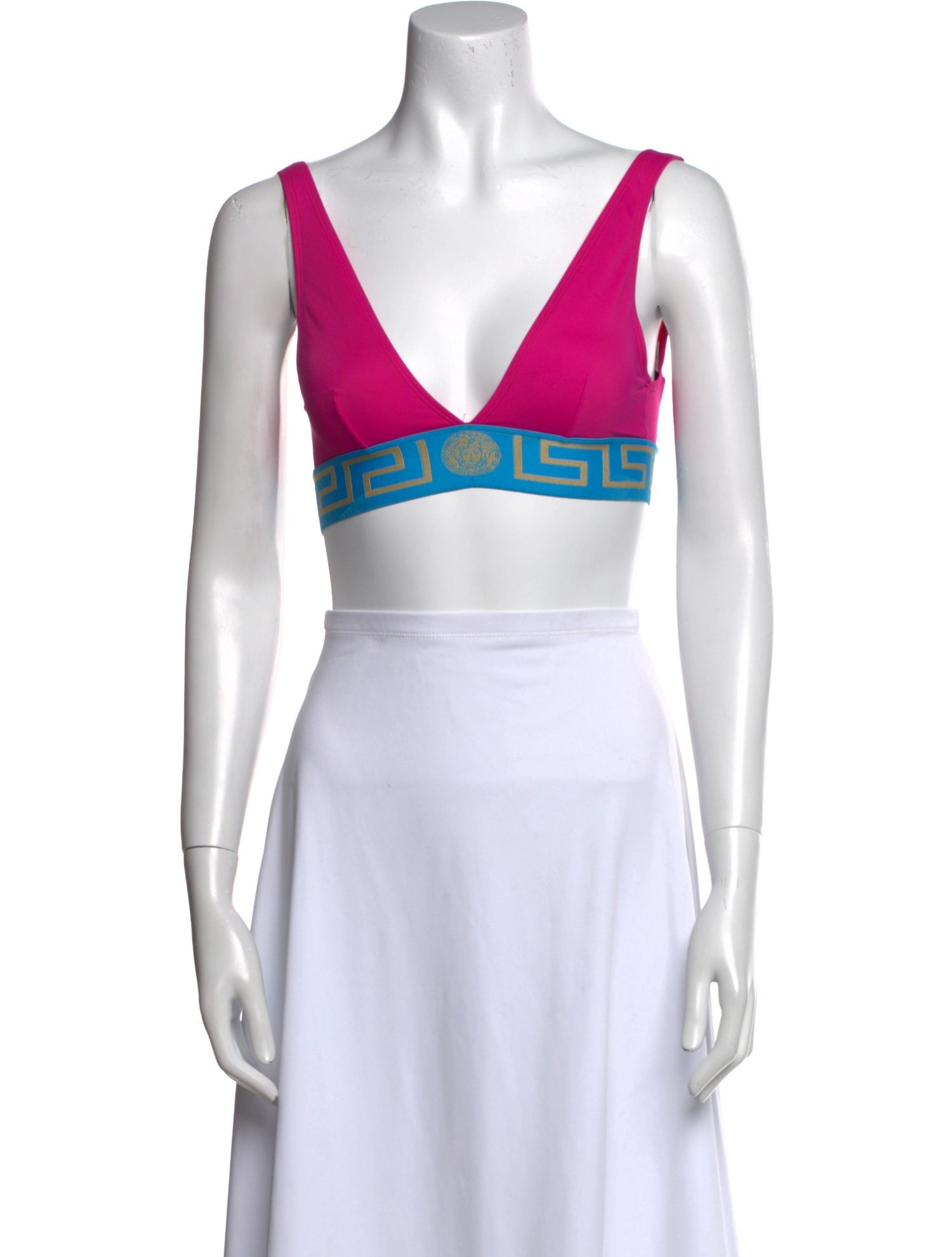 Versace Printed V-Neck Crop Top