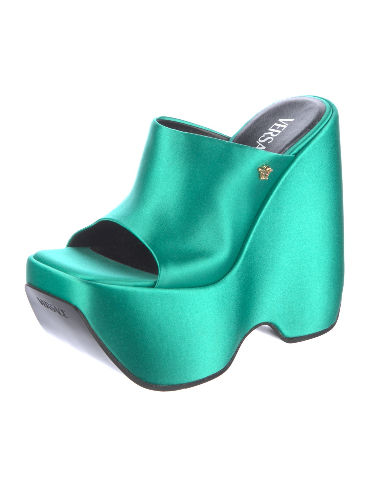 Versace Medusa Insignia Satin Slides w/ Tags