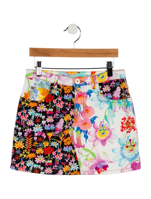 Versace Girls' Floral Denim Skirt