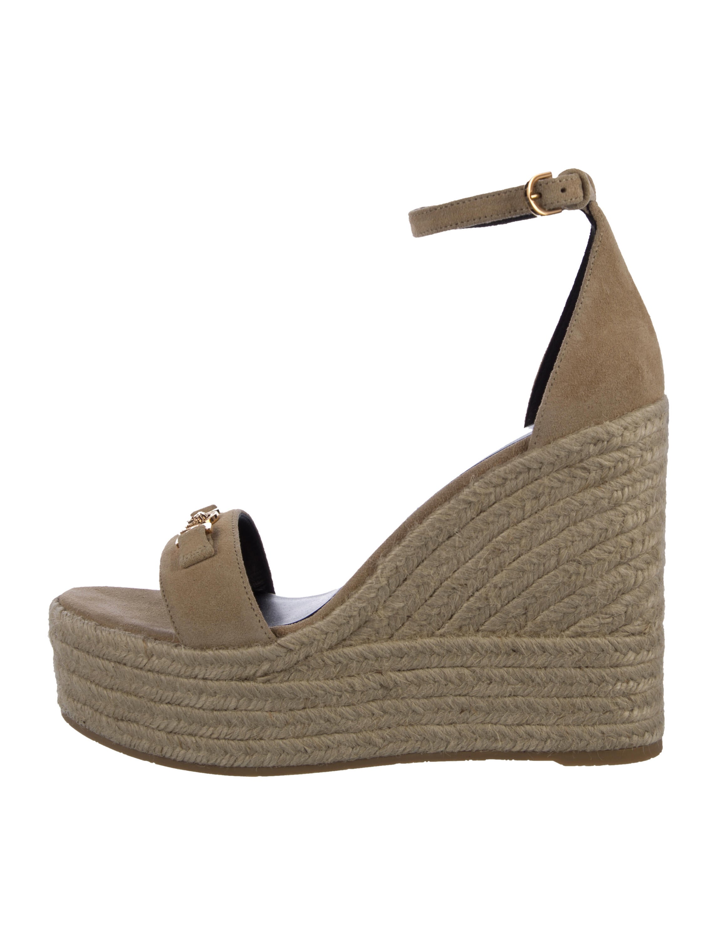 Versace Satin Crystal Embellishments Espadrilles w/ Tags