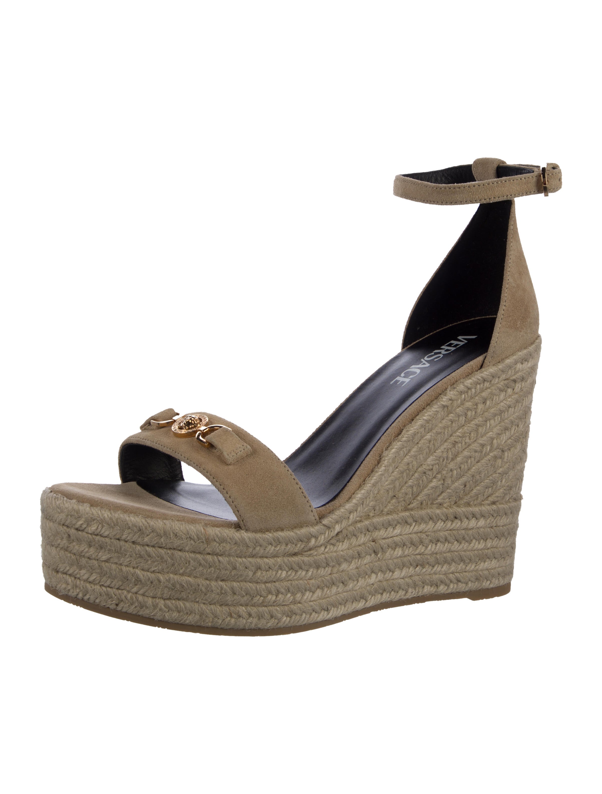 Versace Satin Crystal Embellishments Espadrilles w/ Tags