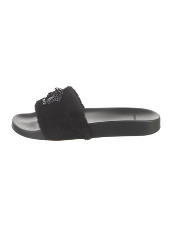 Versace Medusa Insignia Faux Fur Slides