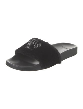 Versace Medusa Insignia Faux Fur Slides