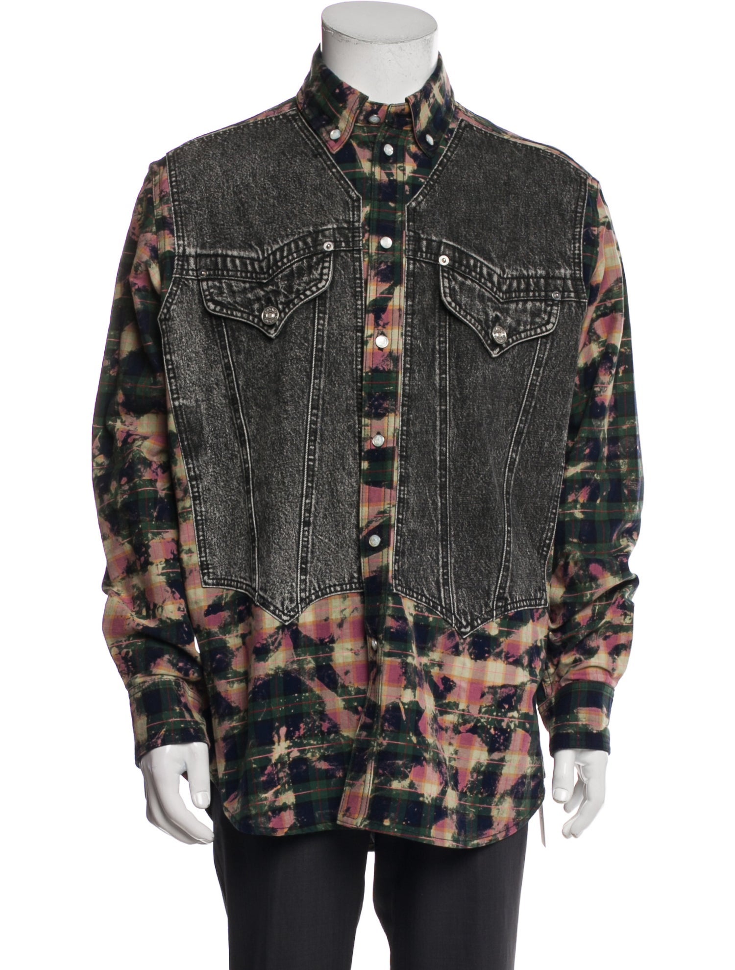 Versace Plaid Print Denim Jacket