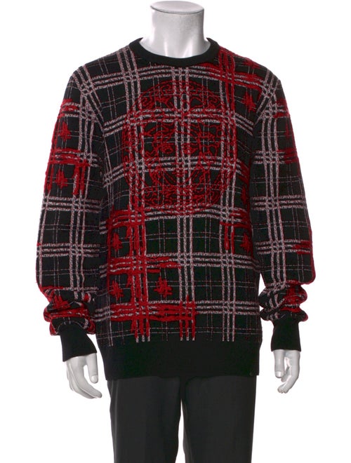 Versace Wool Plaid Print Cardigan