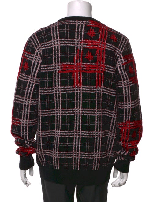 Versace Wool Plaid Print Cardigan