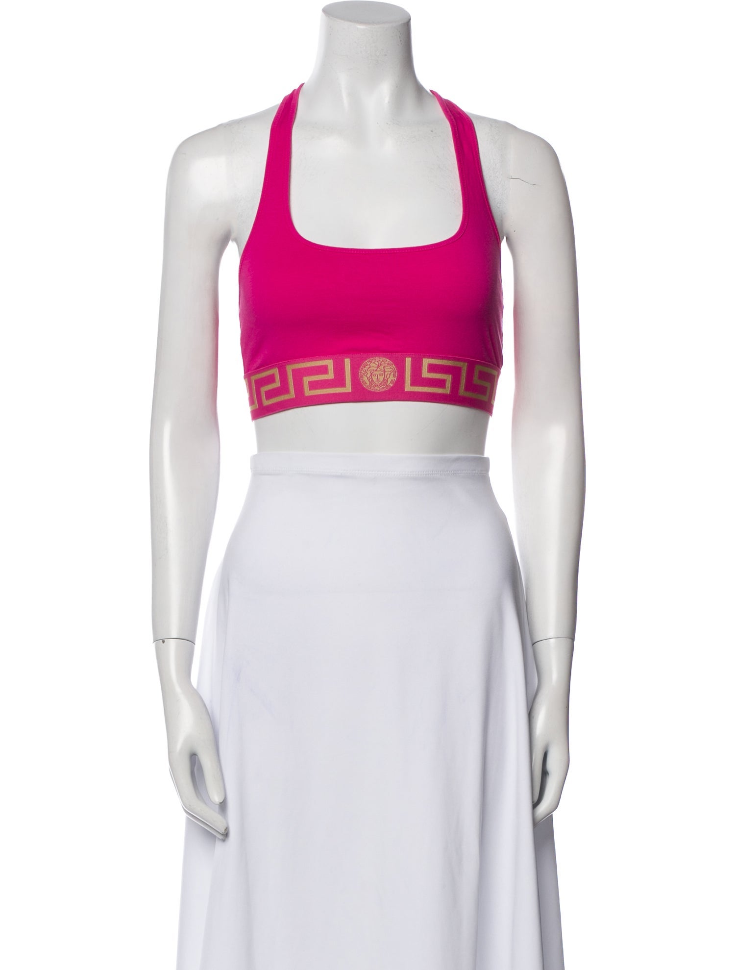 Versace Graphic Print Square Neckline Crop Top