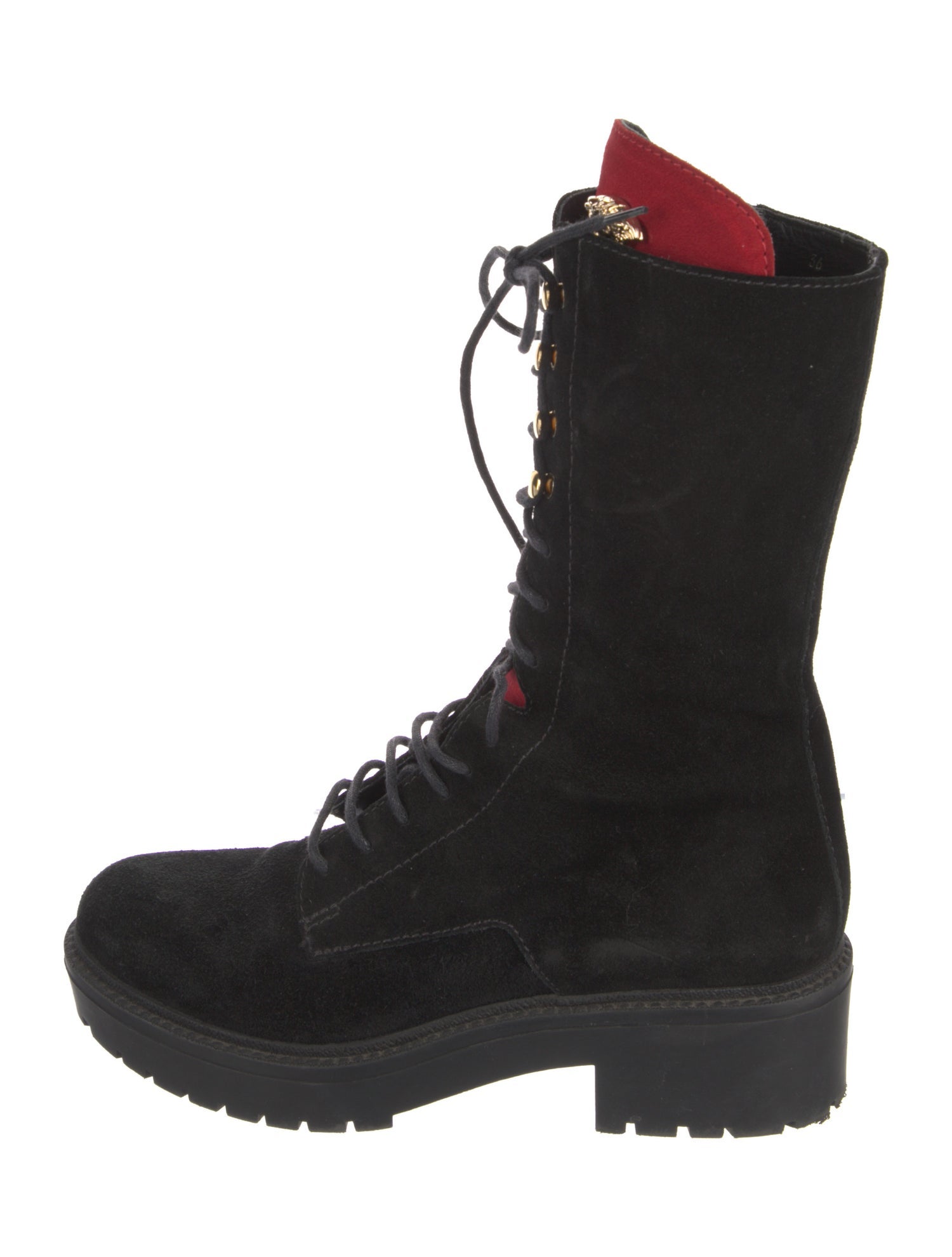 Versace Medusa Insignia Suede Combat Boots