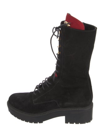 Versace Medusa Insignia Suede Combat Boots