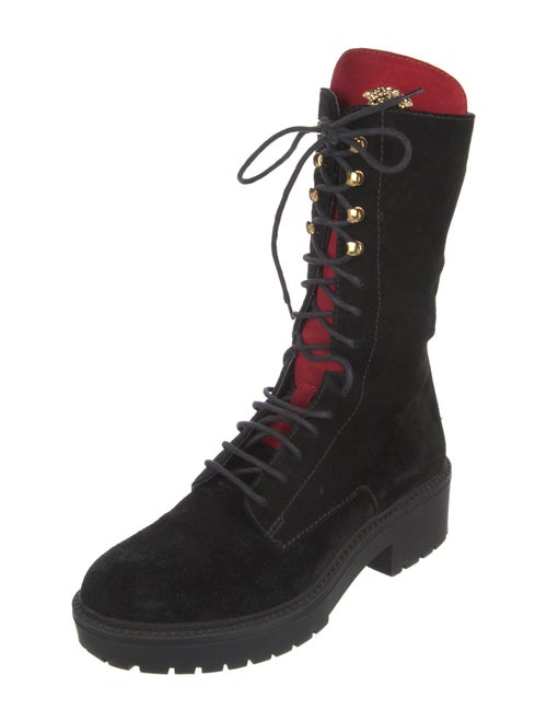 Versace Medusa Insignia Suede Combat Boots