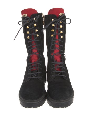 Versace Medusa Insignia Suede Combat Boots