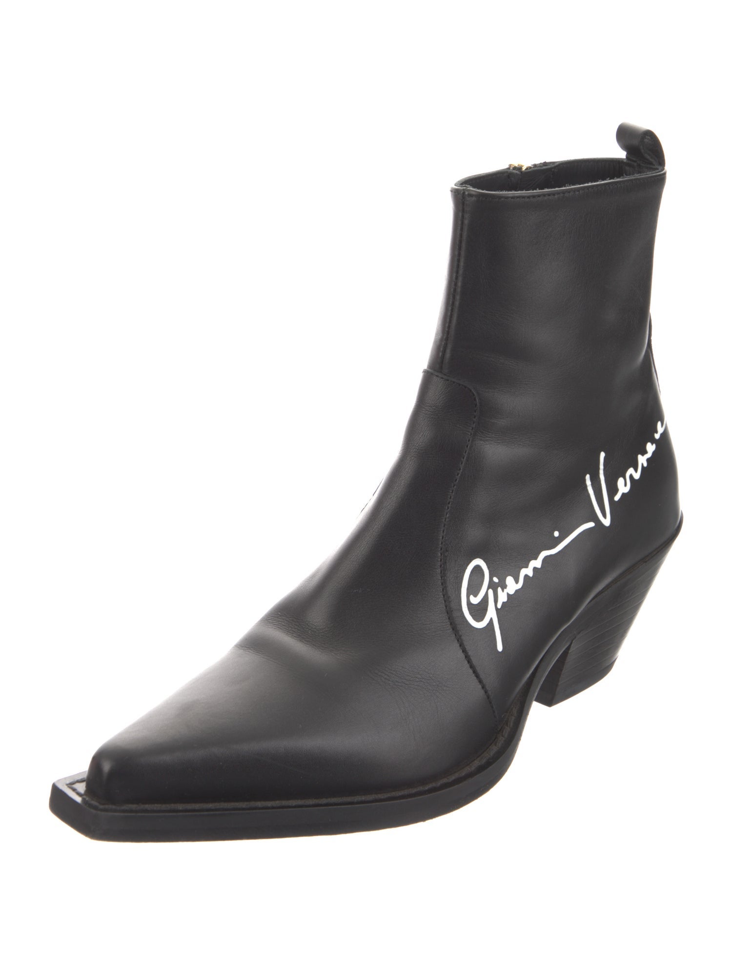 Versace Leather Graphic Print Chelsea Boots