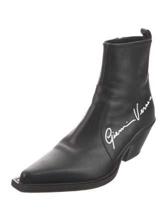 Versace Leather Graphic Print Chelsea Boots