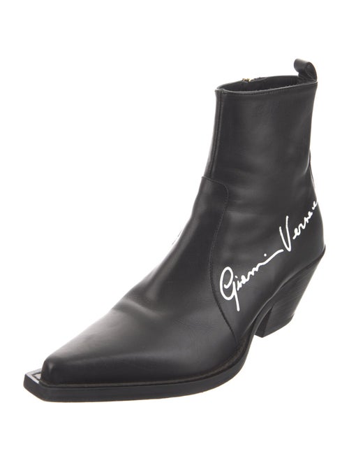 Versace Leather Graphic Print Chelsea Boots